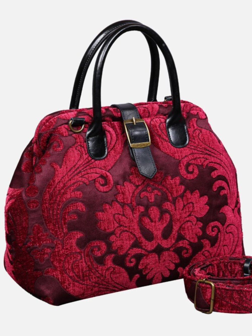 Handsewn Carpet Purse-Mary Poppins Carpet Bag Wine/Burgundy